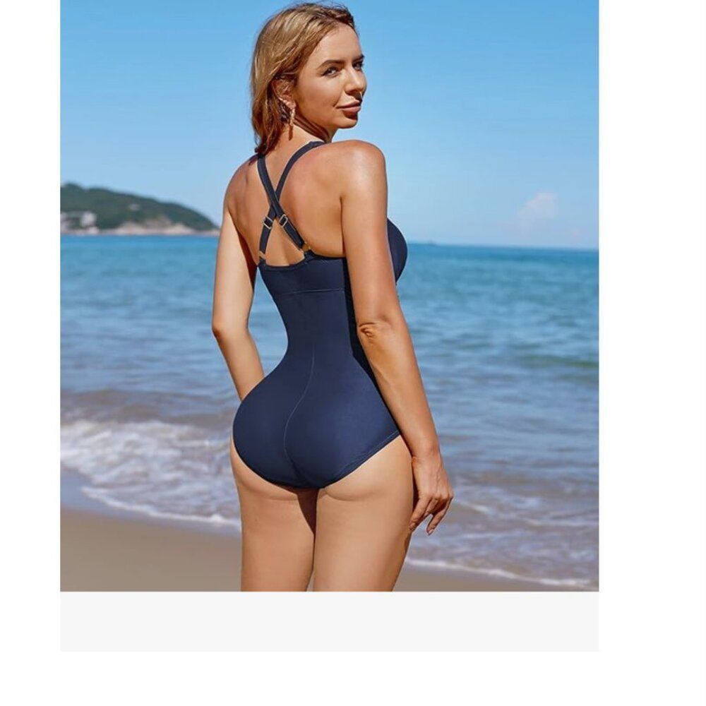 Womens‎ Tummy Control One Piece Ruched Swimsuit - Picture 3 of 4